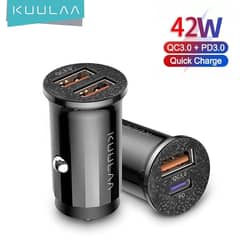 KUULAA 42W Dual Ports PD + QC Fast Charging Car Cell Mobile Charger