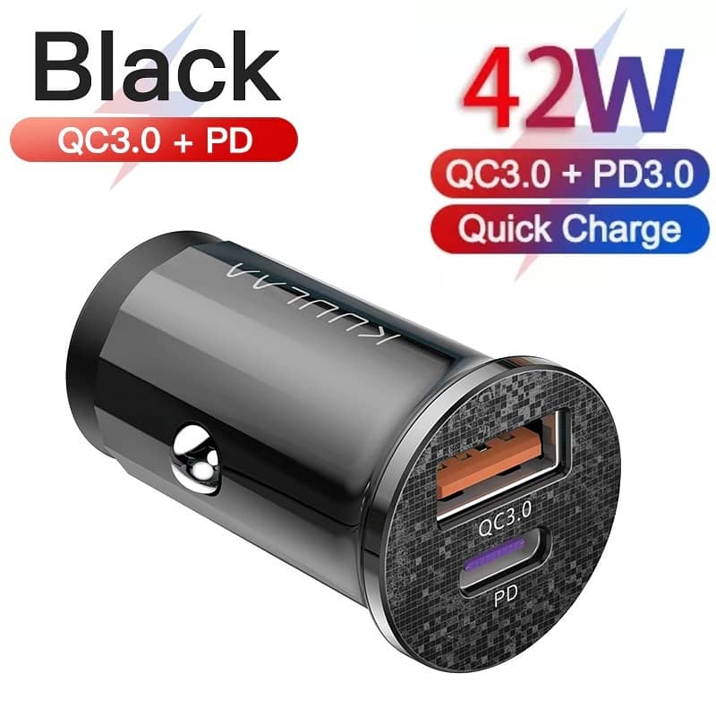 KUULAA 42W Dual Ports PD + QC Fast Charging Car Cell Mobile Charger 8