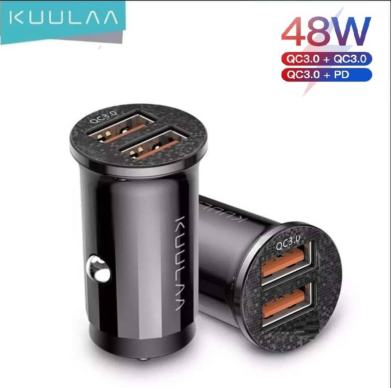 KUULAA 48W Dual Ports QC + QC Fast Charging Car Cell Mobile Charger 0