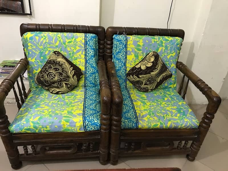 ANTIQUE WOOD SOFA SET 2+1+1 2