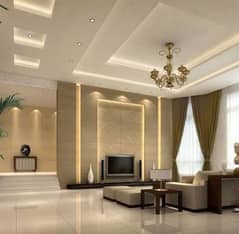 pop ceiling and gypsum board and partition
