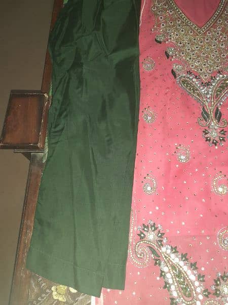 pink & dark green. dress hy 3pec. . 1