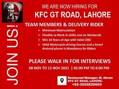 Required Cashier and Riders