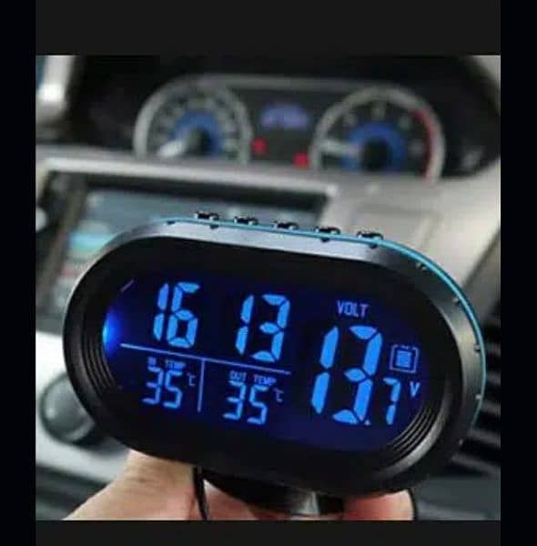 Car Digital LED Display Clock with Volt and Temperature Gauge 0