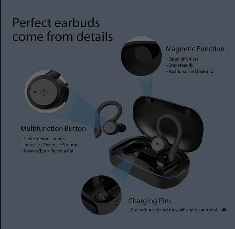 APEKX Bluetooth Headphones True Wireless Earbuds with Charging Case 5