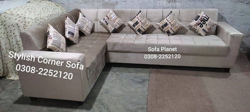 5 seater L shape corner sofa set with 5 cushions complementary 8
