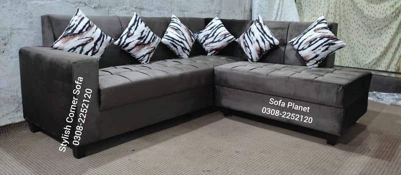 5 seater L shape corner sofa set with 5 cushions complementary 6
