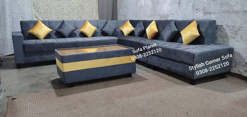 5 seater L shape corner sofa set with 5 cushions complementary 7