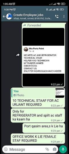 WE NEED AC AND REFRIGERATOR TECHNICAL STAAF  HELPER AND TECHNICIAN