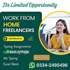 Daily Payments Homebased Working Dara Entry / Typing Assignments