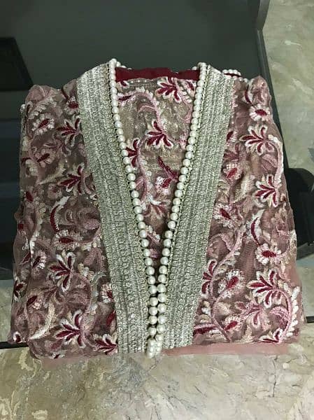 Embroided dress stitch party wear/fancy/formal/walima maxi frock 5