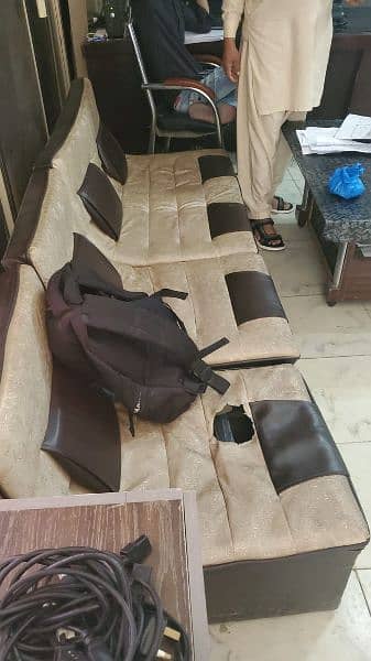 3 Tables big + 2 small + 5 seat sofas office use condition 8/10 5
