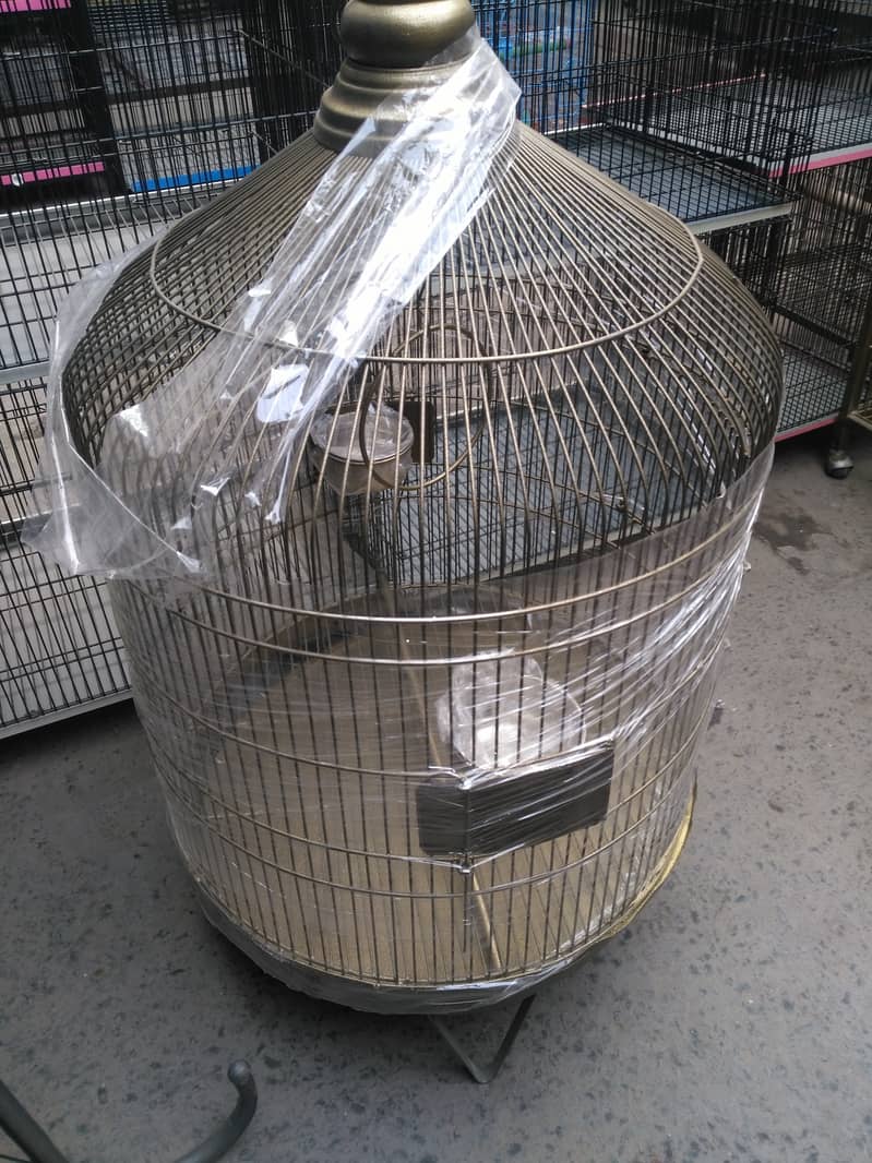 CAGE FACTORY New Golden Round Hanging cage with hanger stand 3