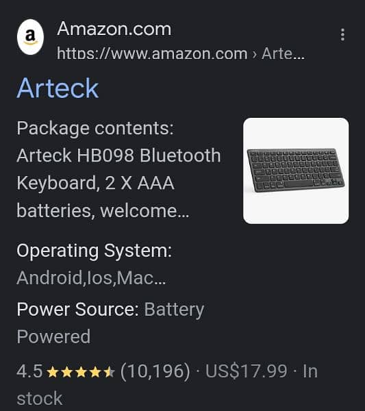 arteck wireless keyboard imoorted from Amazon uk new 10