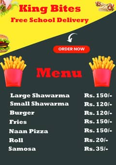 I am giving you a service of fastfood free school,collage etc delivery