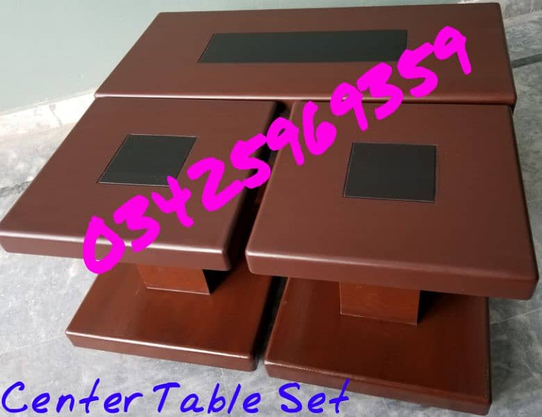 Coffee Center table set 3pcs wood sofa side table furniture home cafe 0