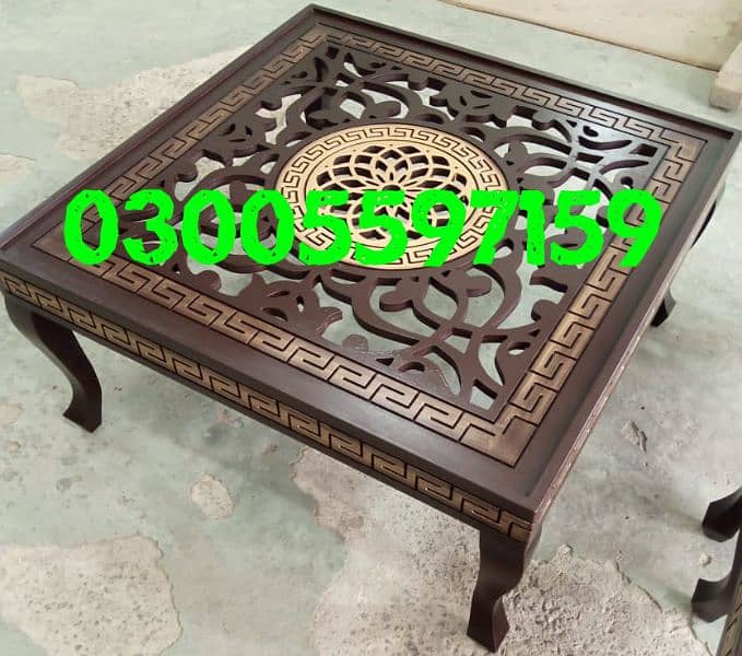 Coffee Center table set 3pcs wood sofa side table furniture home cafe 4