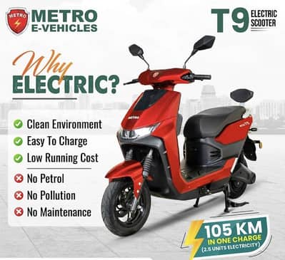 Metro T9 Electric Scooter/Scooty EV E-bike Electric Bike Brand New 9