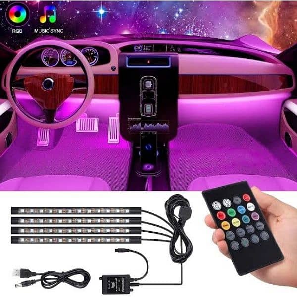 4 Strips Car Atmosphere light with remote 1