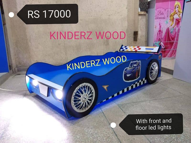 CAR BED WITH LIGHTS (kinderz wood) 2