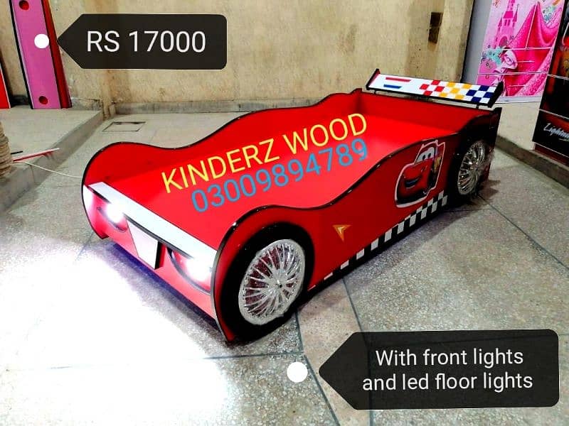 CAR BED WITH LIGHTS (kinderz wood) 3