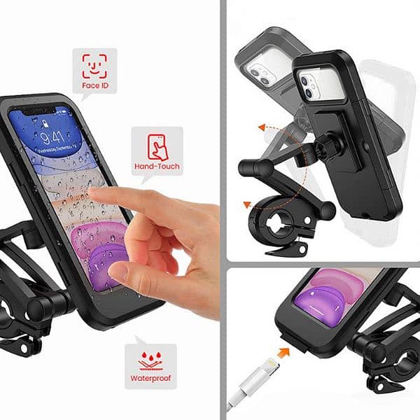Mobile Holder, Waterproof With Touch Screen, 360° Anti-Shake For Bike 0