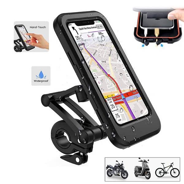 Mobile Holder, Waterproof With Touch Screen, 360° Anti-Shake For Bike 1