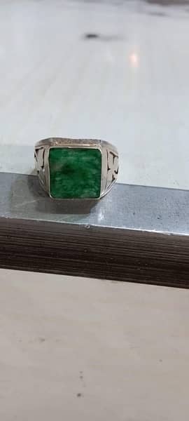 Natural Emerald (Zamarud) stone ring full silver 3