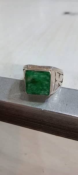 Natural Emerald (Zamarud) stone ring full silver 4