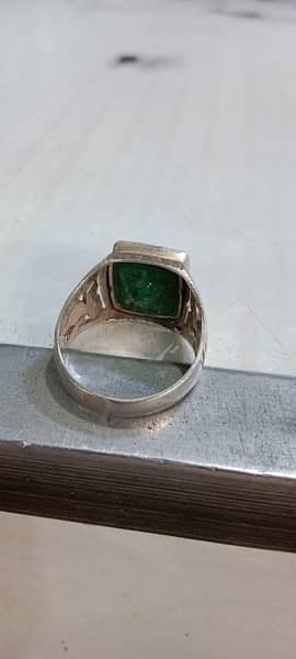 Natural Emerald (Zamarud) stone ring full silver 5