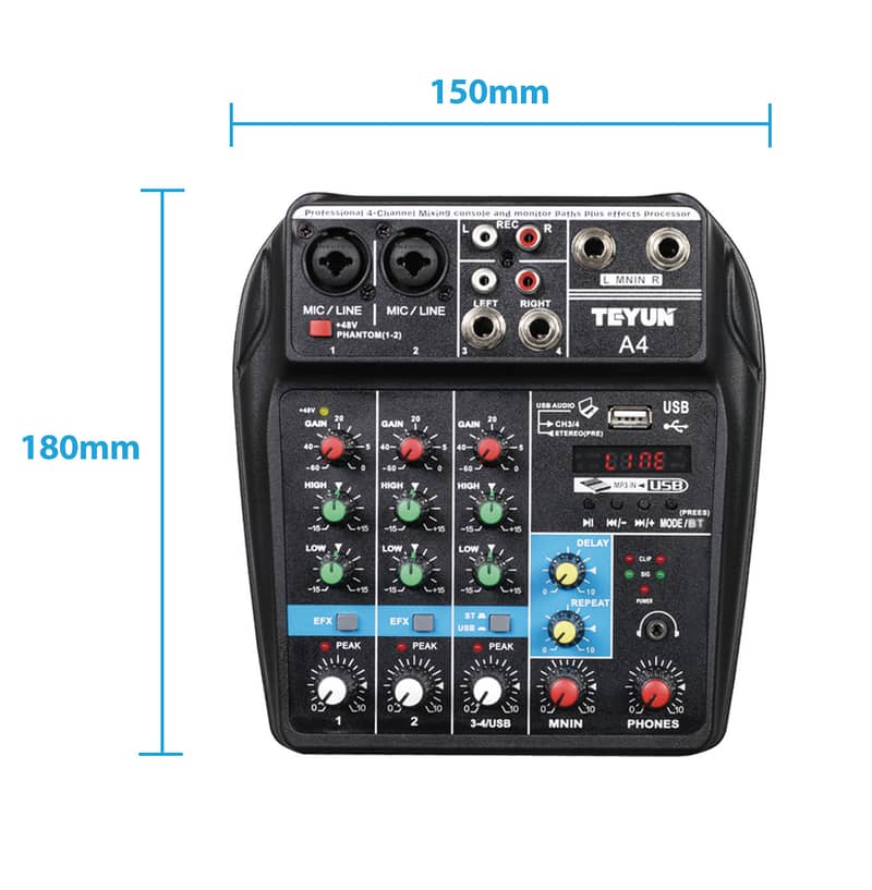 Audio Mixer 4Channel background music sound Effects studio Naat record 3