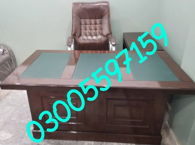 leather top office work table study desk furniture chair sofa used set 3