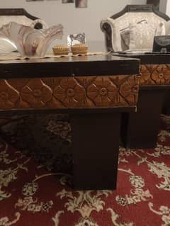 Solid wood with chrome carving design center table & side tables 0