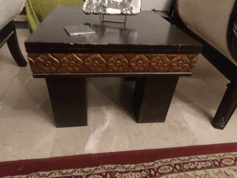 Solid wood with chrome carving design center table & side tables 2