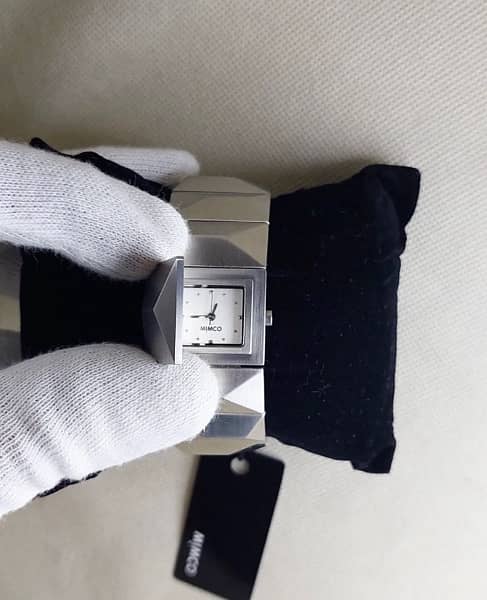 *MIMCO Silver Cuff* Square Dial Fashion Watch With Original Box 0