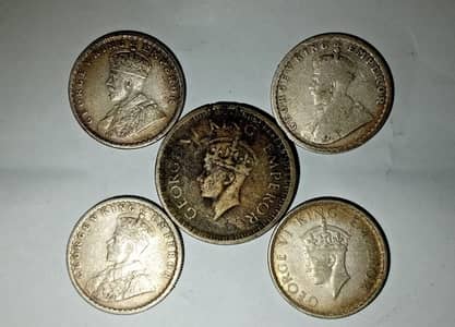 British India rare old coins from era of Emperor George V. Year 1923