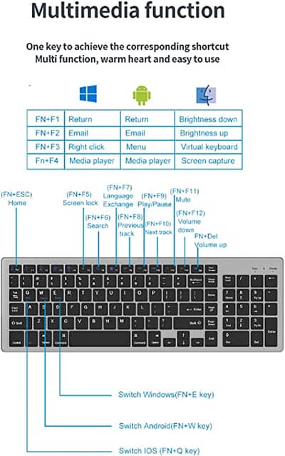 Rechargeable Bluetooth Keyboard /Apple/Windows/Laptop/Desktop 04
