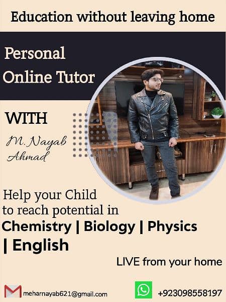 Online Chemistry, Physics, Biology and English Tutor 0