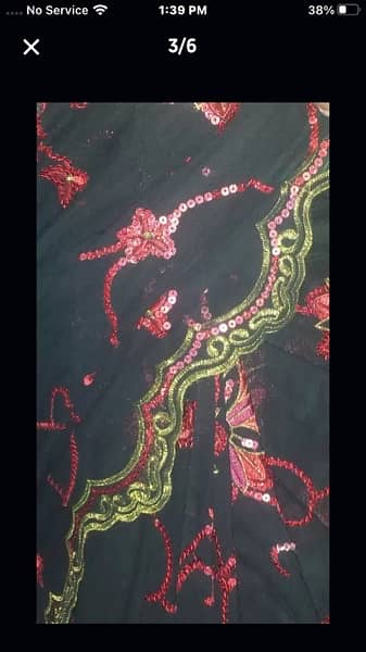 black saree with red stars work stiched 0