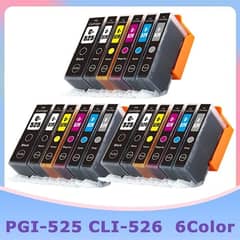 5 Compatible Canon 525 Blk 526 Color Printer Ink Cartridges