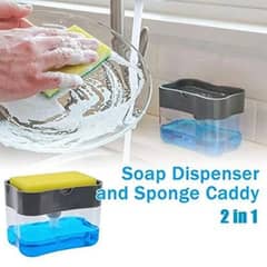 Soap Pump Dispenser and Sponge Holder for Kitchen Sink