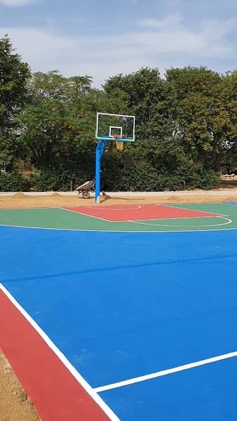 basketball poles fix with glass board 0