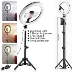 26cm ring light with stand , bluetooth mic , apple airpods original