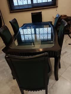 wooden dinning table with 6 chairs