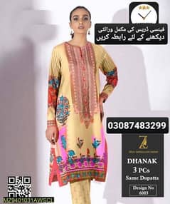 Dhanak Brand Embroidered Dresses 3pc: