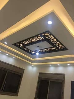 pop ceiling and gypsum board ceiling and partition