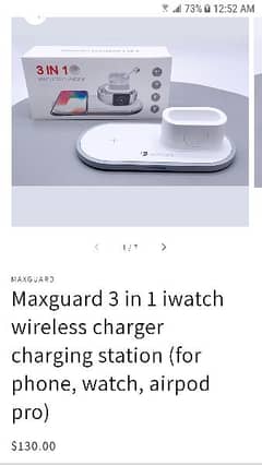 Maxguard 3 in 1 iwatch wireless charger charging station