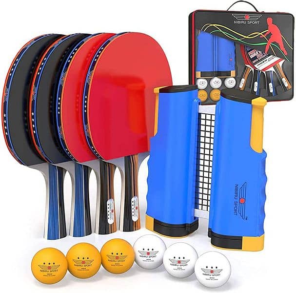 Professional Table Tennis Rackets and Ball,Retractable Net 0