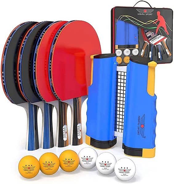 Professional Table Tennis Rackets and Ball,Retractable Net 1