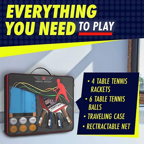 Professional Table Tennis Rackets and Ball,Retractable Net 2